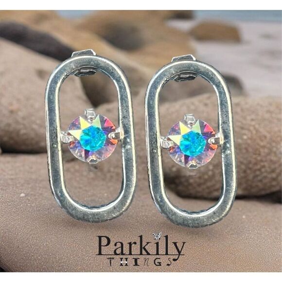 Handcrafted earrings with AB Swarovski crystal - Picture 1 of 7